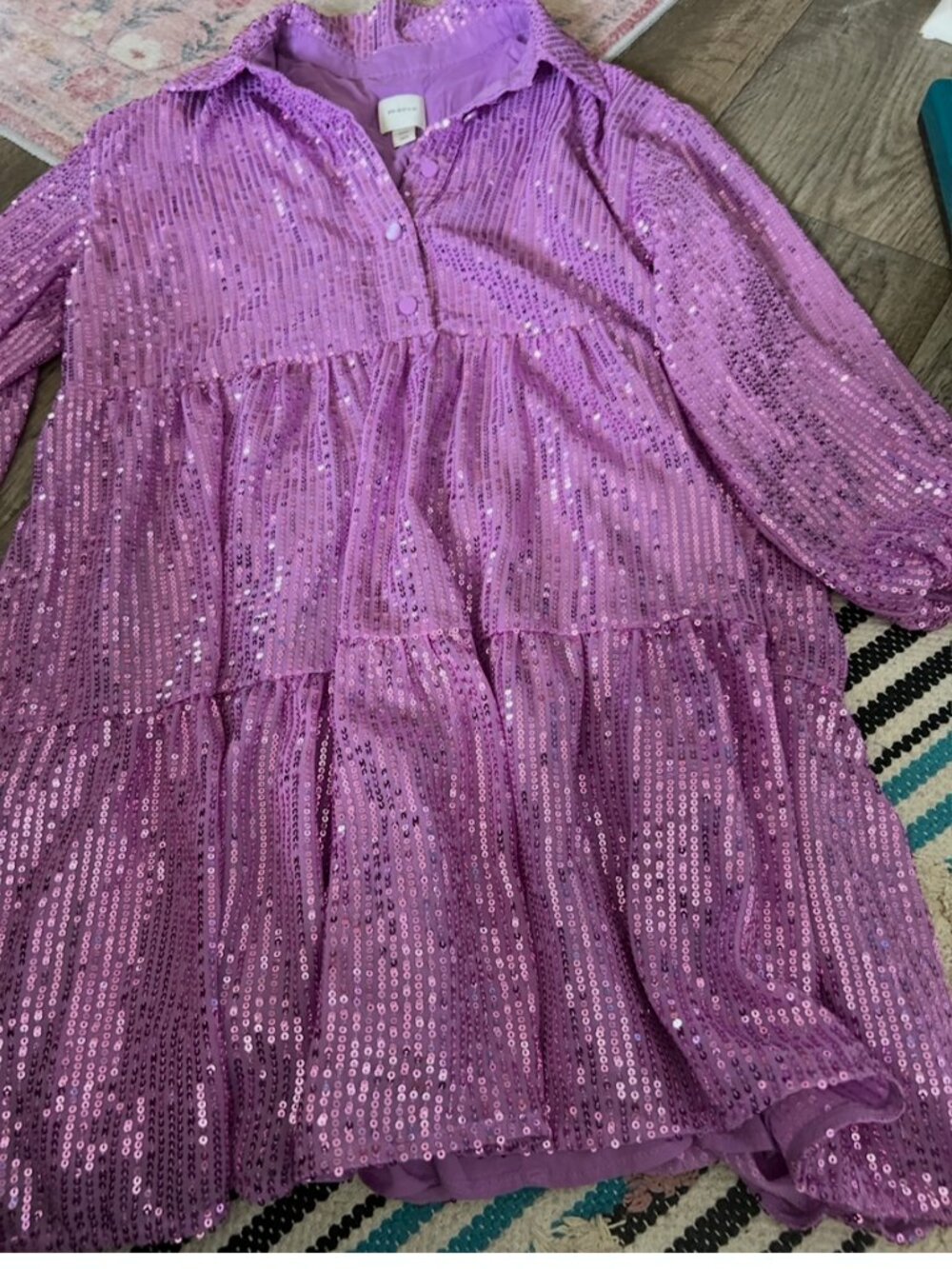 Maeve Bettina Tiered Shirt Dress: Sequin Mini size XSP - Picture 6 of 14